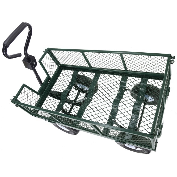 Qingdao Port Loading Heavy Duty Lawn Garden Yard Trolley Wagon Cart with Outdoor Design