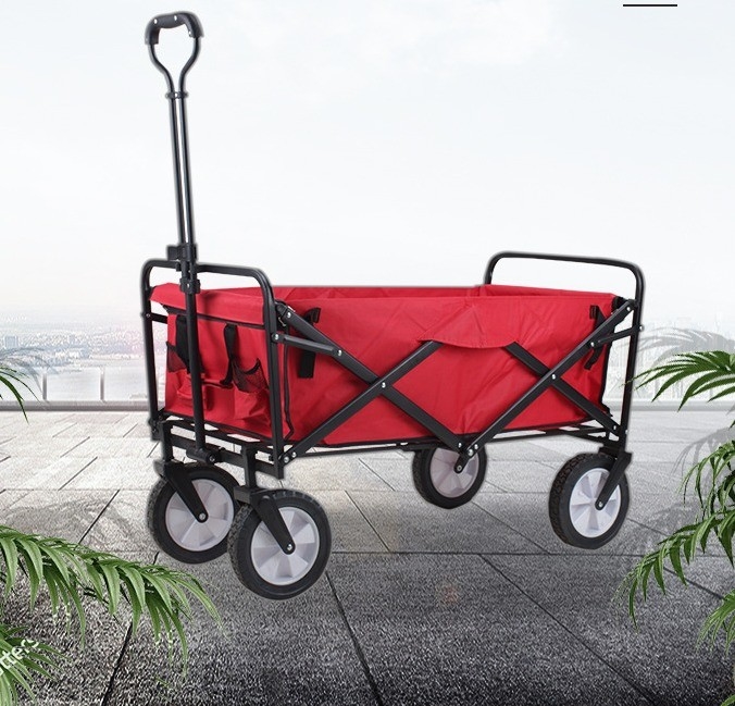 Green 4 Wheel Hand Trolley Cart for Easy Transport at Outdoor Parties and Camping