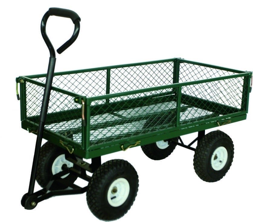 86*46*85 Heavy Duty Steel Mesh Yard Garden Jumbo Crate Wagon Utility Garden Trolley Cart With 4 Four Wheels
