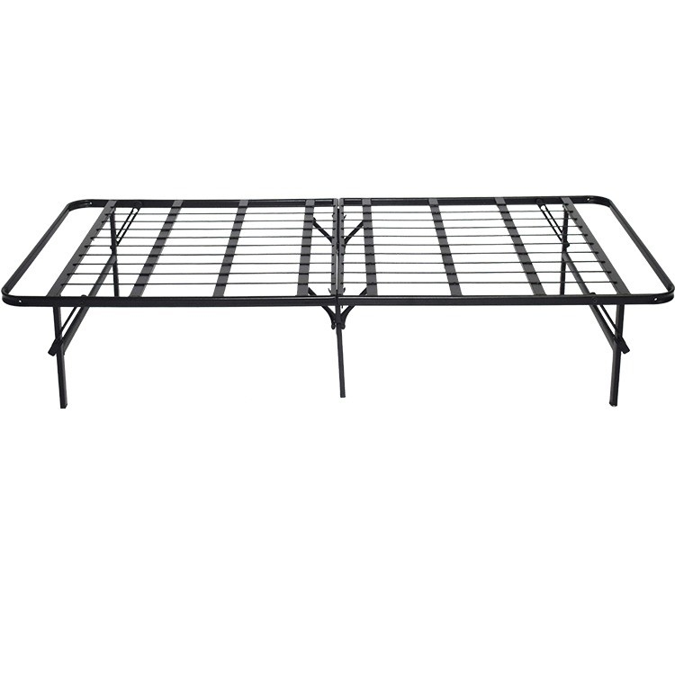 Black Metal Foldable Boxspring Set Room Folding Bed Frame For Hotel