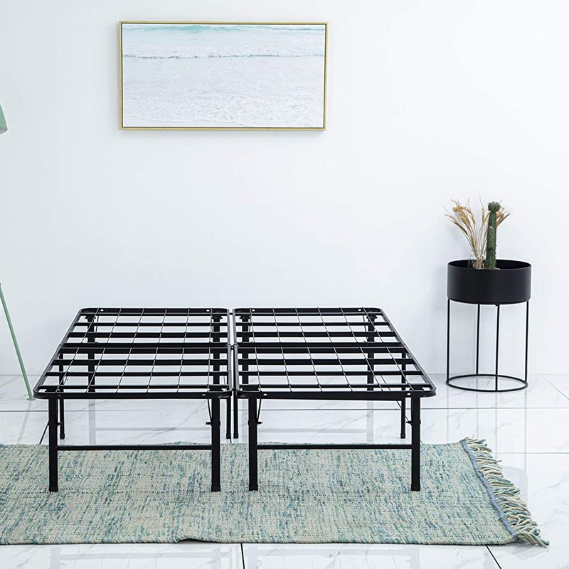 Mail Packing Heavy Duty Folding Metal Bed Frame for King Size Space Saving Easy Assembly