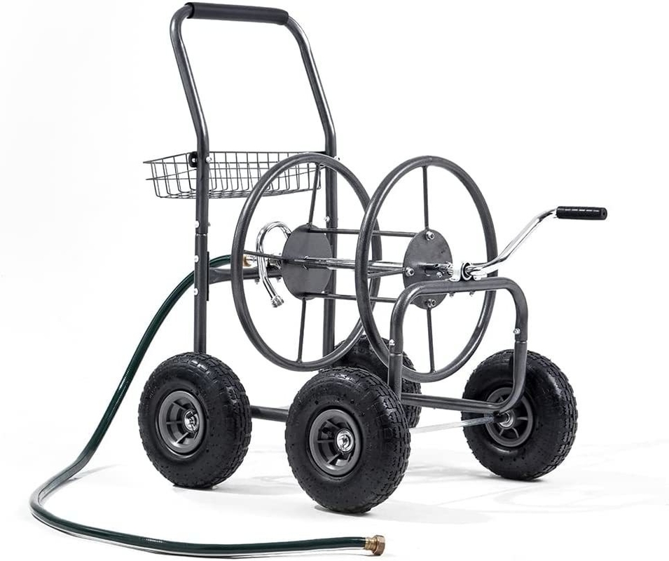 Four-wheel Portable Garden Lawn Water Hose Reel Storage Cart for Outdoor Watering