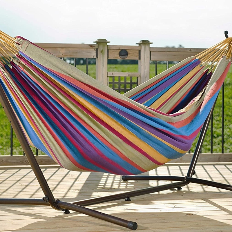 260KGS Weight Capacity Outdoor Indoor Canvas Hammock With Stand for Beach Relaxation