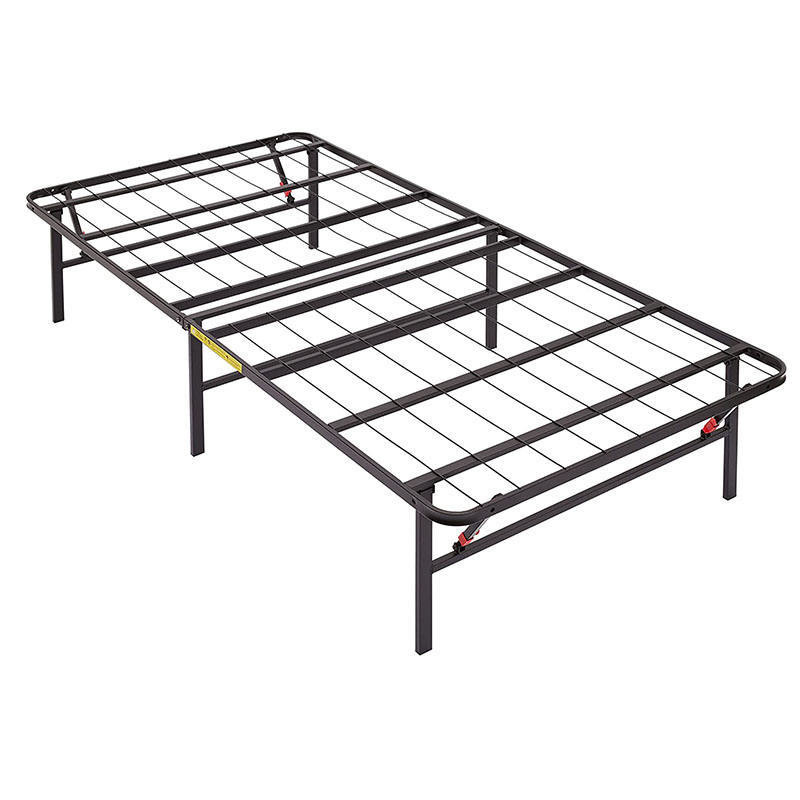 Latest Hostel Staff Bedroom Furniture Black Foldable Metal Bed Frame with Customized Logo