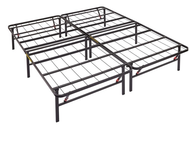 Black Metal Folded Bed Perfect for Temporary Sleeping Arrangements