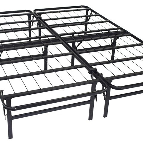 Black Heavy Duty Full Size Double Folding Metal Mesh Frame Bed for Family or Hotel Sale