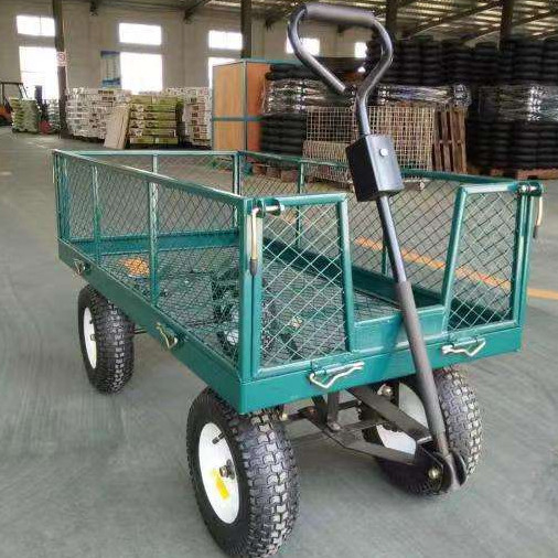 Four-Wheel Heavy Duty Iron Foldable Garden Mesh Car for Plant Transportation