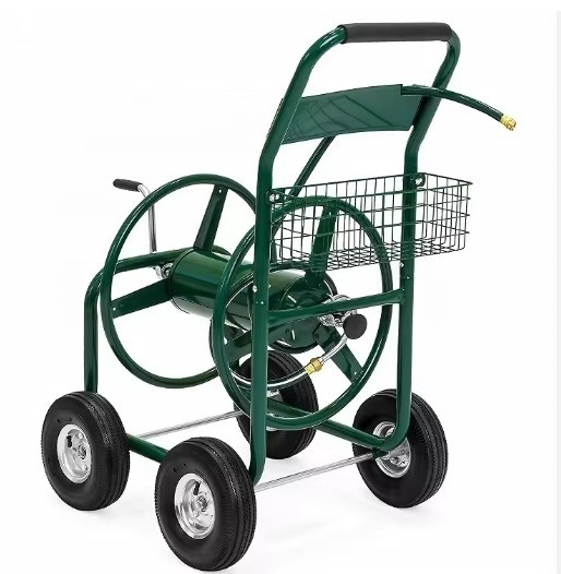 Two-wheel Iron Heavy Duty Pressure 100 Meter Irrigation Garden Water Hose Reel Cart 19LBS