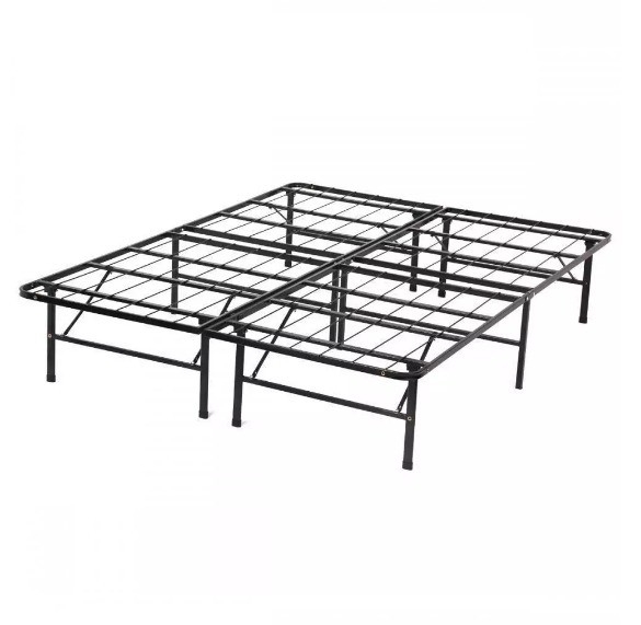 Queen Size Black Smart Soft Mattress Support Metal Platform Bed Frame for Living Room