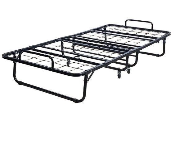 Black Folding Steel Bed Frame Rust Resistance Water Proof Easy Installation