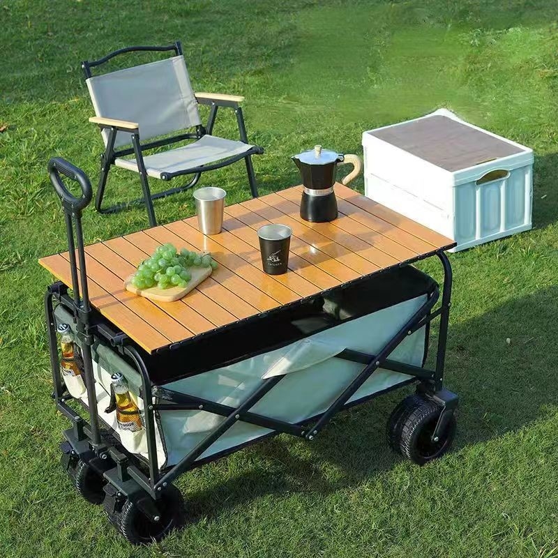 Outdoor Garden Activities Folding Utility Wagon Cart Heavy Duty with Four Wheels