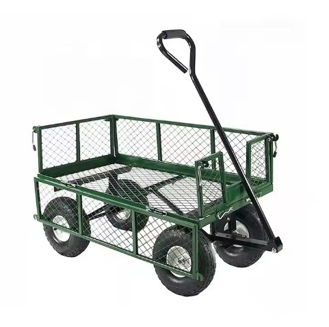 Qingdao Port Loading Iron Garden Wagon with Heavy Duty Mesh Design and 4 Wheels