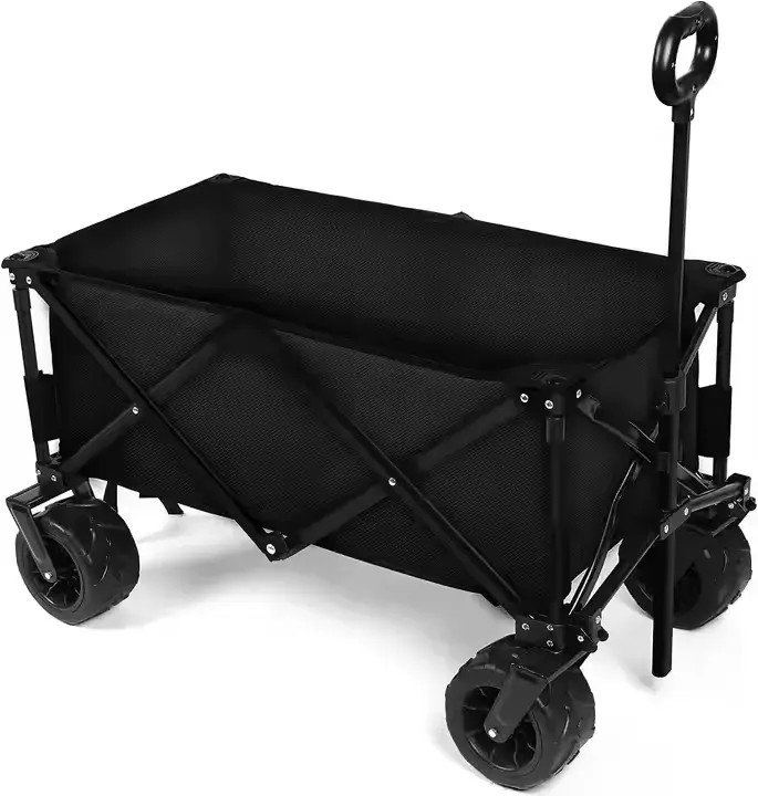 Steel Plastic Four Sided Outdoor Wagon Cart Customizable Folding Wheelbarrow Cart