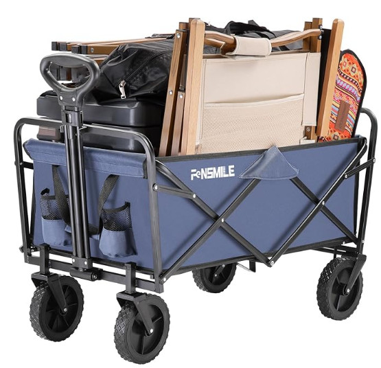 Heavy Duty Folding Utility Wagon For Outdoor Activities 265 Lbs Capacity Perfect For Camping Gardening And Shopping