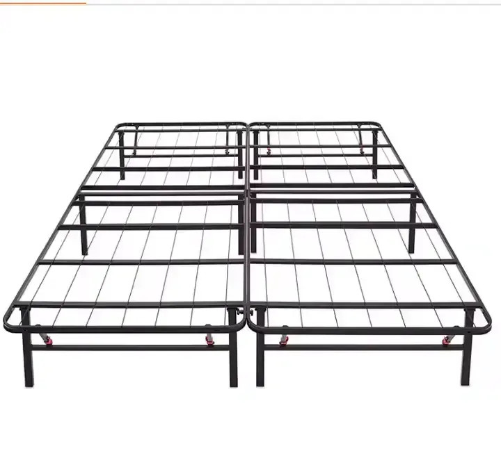 75 X 39 X 14 Inches Folding Metal Bed Frame With Foldable Convenient Metal Legs