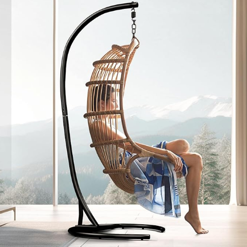 Outdoor Furniture Wrought Iron Hammock Stand Classic and Functional in Black